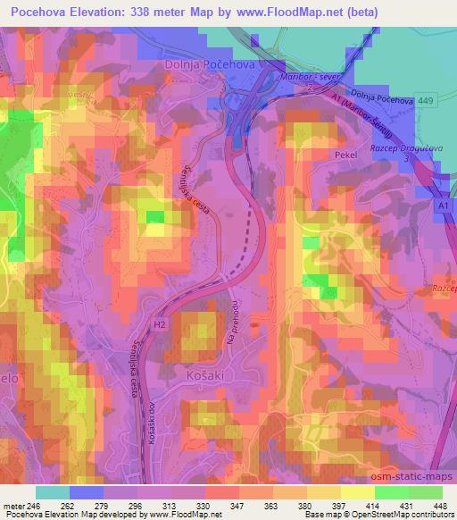 Pocehova,Slovenia Elevation Map