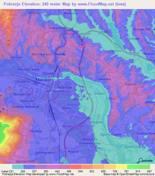 Pobrezje,Slovenia Elevation Map