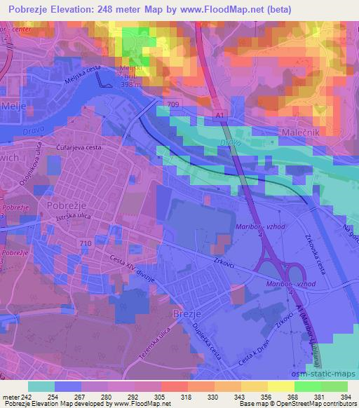 Pobrezje,Slovenia Elevation Map