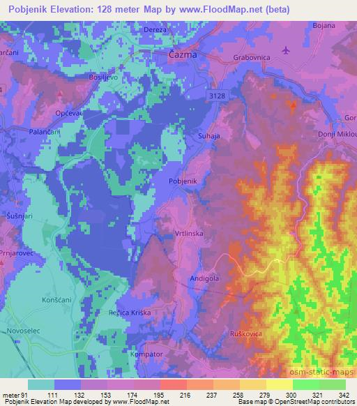 Pobjenik,Croatia Elevation Map