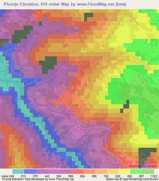 Pluznje,Slovenia Elevation Map