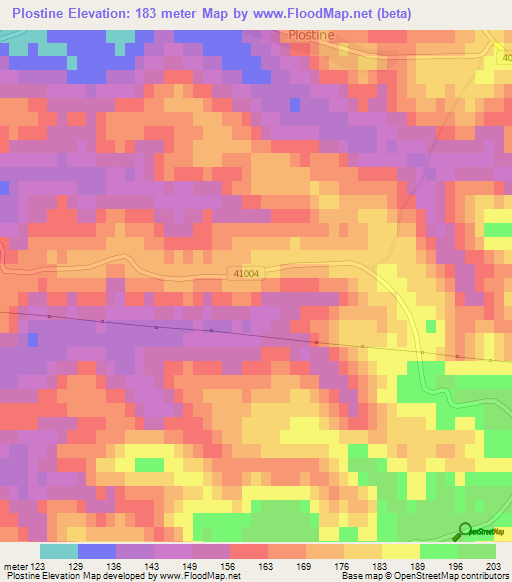 Plostine,Croatia Elevation Map