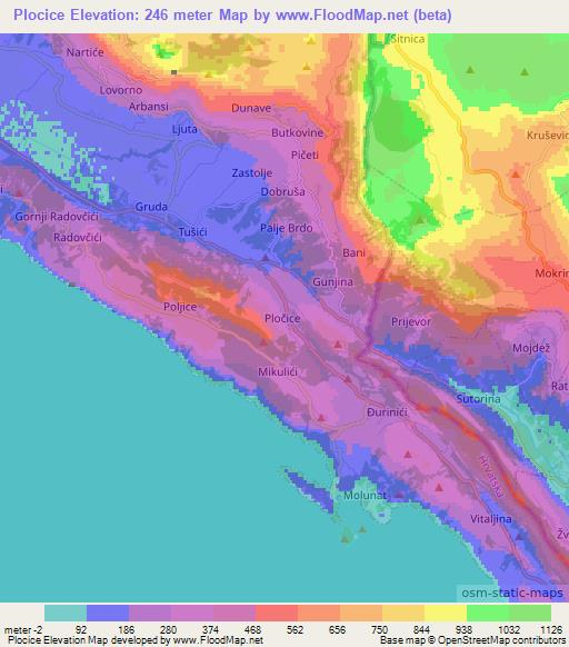 Plocice,Croatia Elevation Map