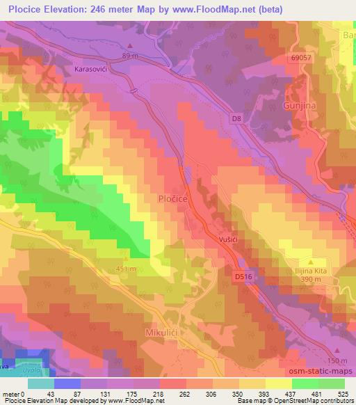 Plocice,Croatia Elevation Map