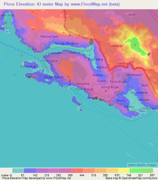 Ploce,Croatia Elevation Map