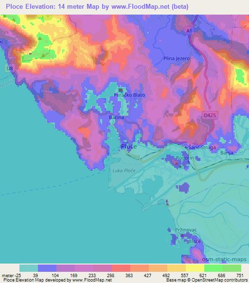 Ploce,Croatia Elevation Map