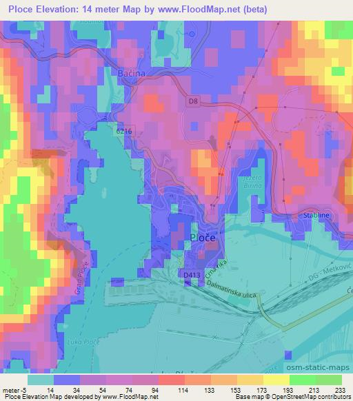 Ploce,Croatia Elevation Map