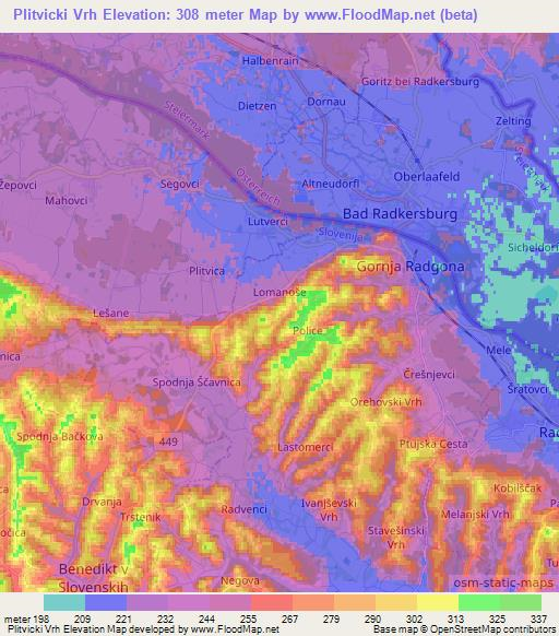 Plitvicki Vrh,Slovenia Elevation Map