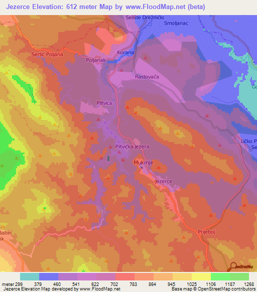 Jezerce,Croatia Elevation Map