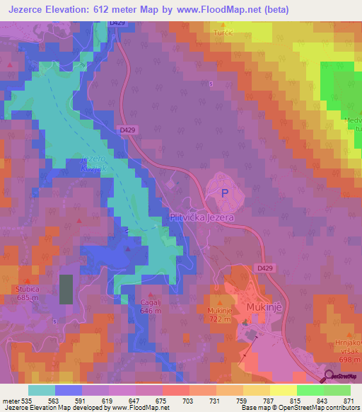 Jezerce,Croatia Elevation Map