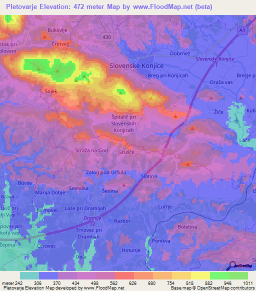 Pletovarje,Slovenia Elevation Map