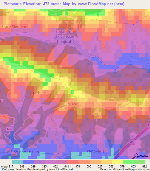 Pletovarje,Slovenia Elevation Map