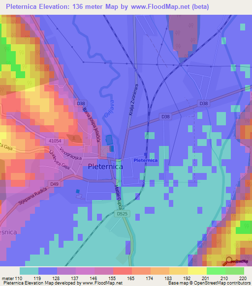 Pleternica,Croatia Elevation Map