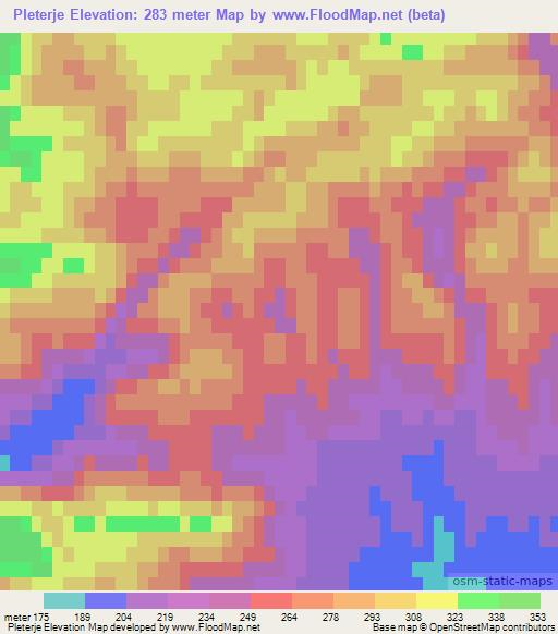 Pleterje,Slovenia Elevation Map