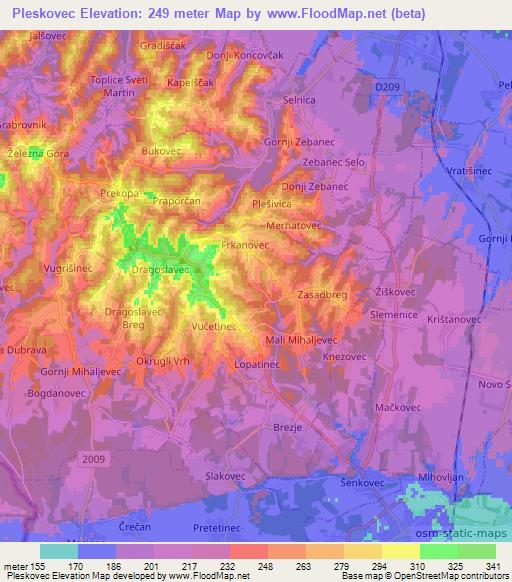 Pleskovec,Croatia Elevation Map