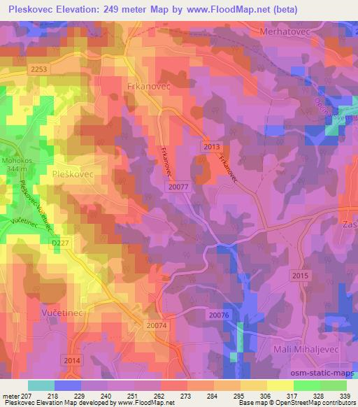 Pleskovec,Croatia Elevation Map