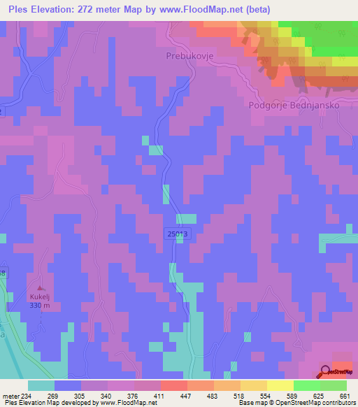 Ples,Croatia Elevation Map