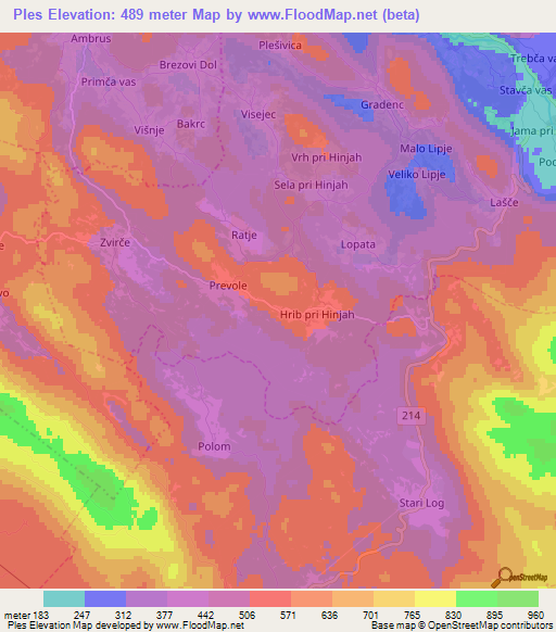 Ples,Slovenia Elevation Map