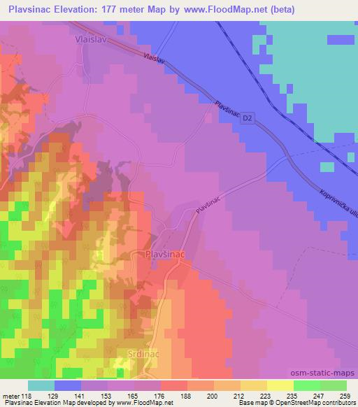 Plavsinac,Croatia Elevation Map