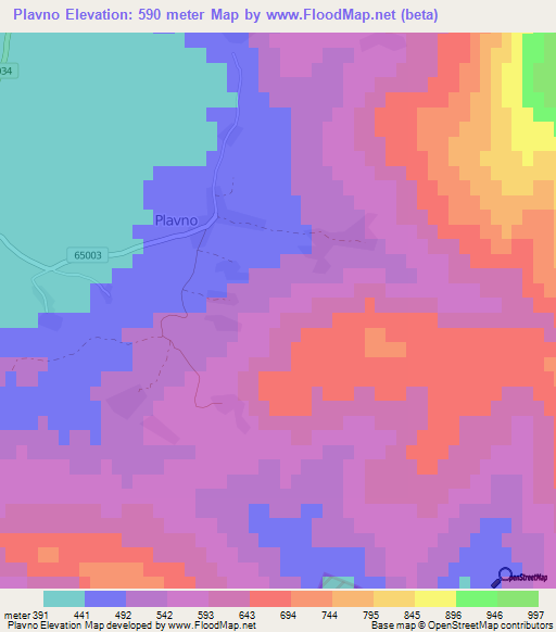 Plavno,Croatia Elevation Map