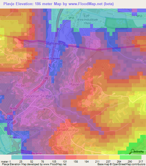 Plavje,Slovenia Elevation Map