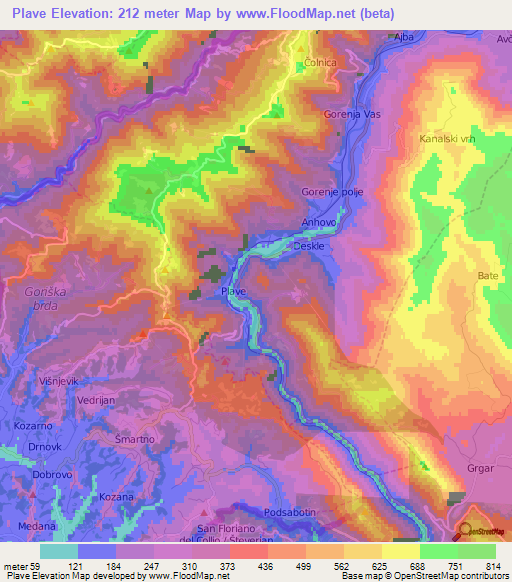 Plave,Slovenia Elevation Map