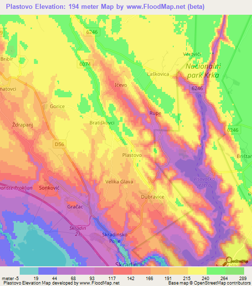 Plastovo,Croatia Elevation Map