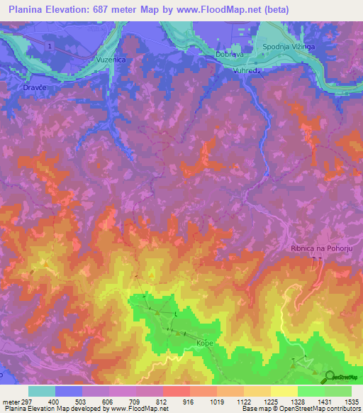 Planina,Slovenia Elevation Map