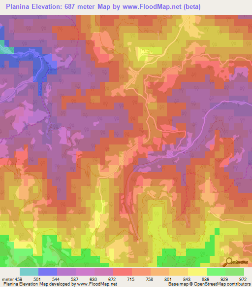 Planina,Slovenia Elevation Map