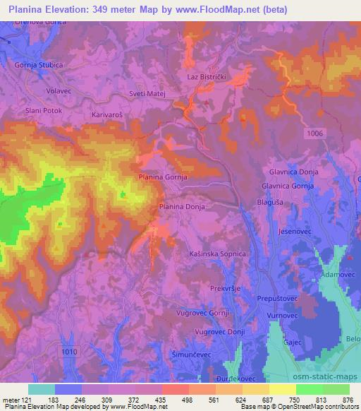 Planina,Croatia Elevation Map