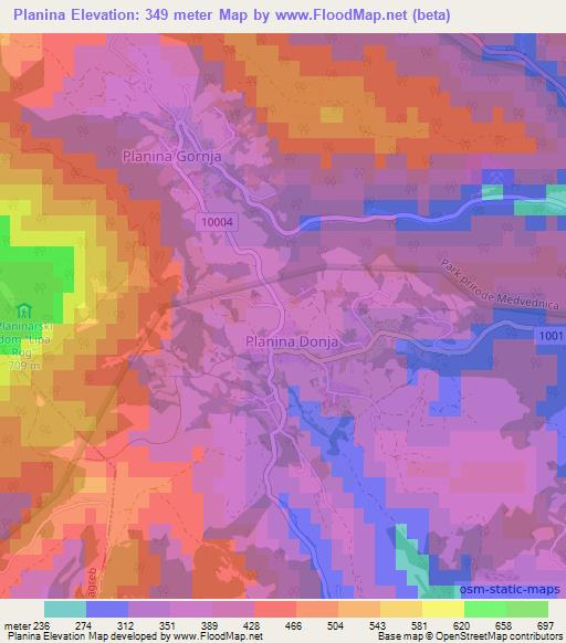 Planina,Croatia Elevation Map