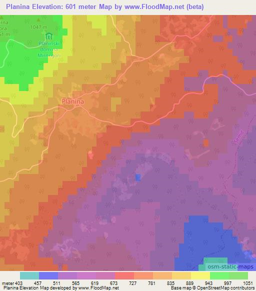 Planina,Slovenia Elevation Map