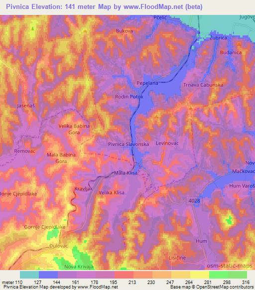 Pivnica,Croatia Elevation Map