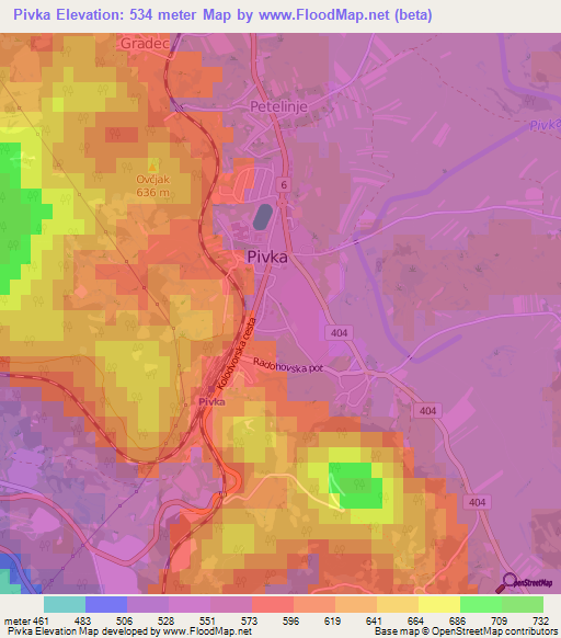 Pivka,Slovenia Elevation Map