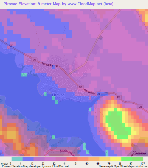 Pirovac,Croatia Elevation Map