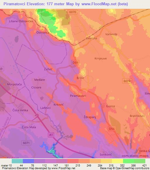 Piramatovci,Croatia Elevation Map