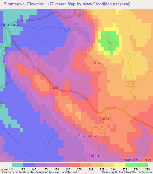 Piramatovci,Croatia Elevation Map