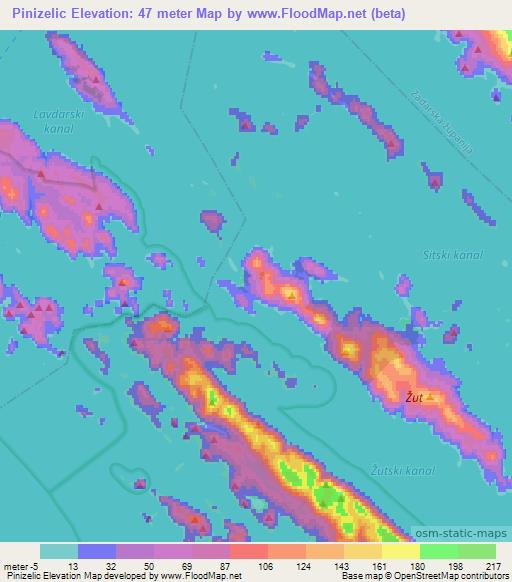 Pinizelic,Croatia Elevation Map