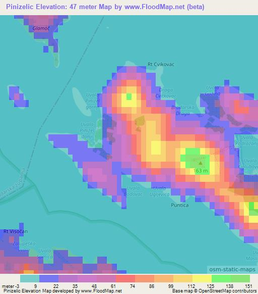 Pinizelic,Croatia Elevation Map