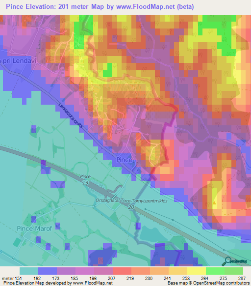 Pince,Slovenia Elevation Map