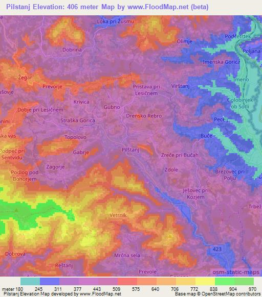 Pilstanj,Slovenia Elevation Map