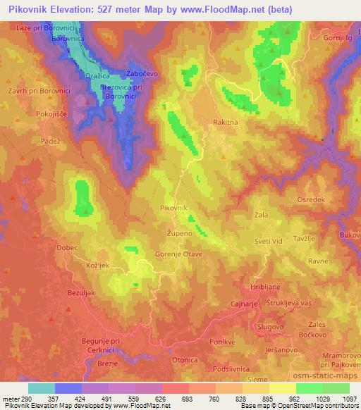 Pikovnik,Slovenia Elevation Map