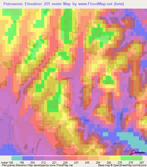 Petrusevec,Croatia Elevation Map