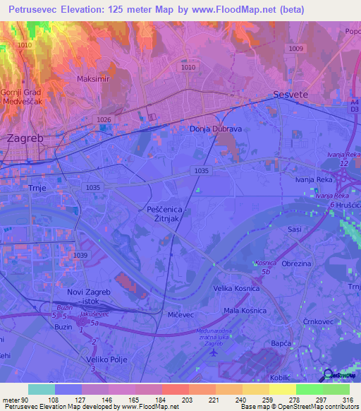 Petrusevec,Croatia Elevation Map