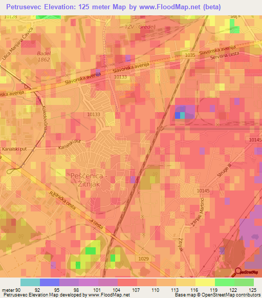 Petrusevec,Croatia Elevation Map