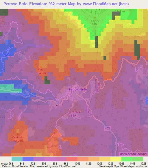 Petrovo Brdo,Slovenia Elevation Map