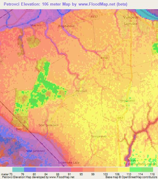 Petrovci,Croatia Elevation Map