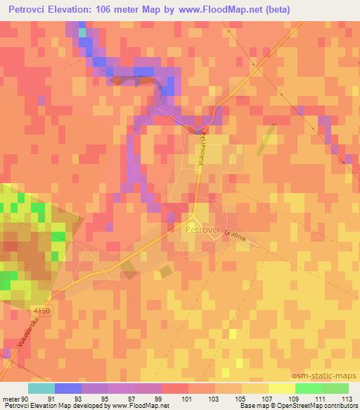 Petrovci,Croatia Elevation Map