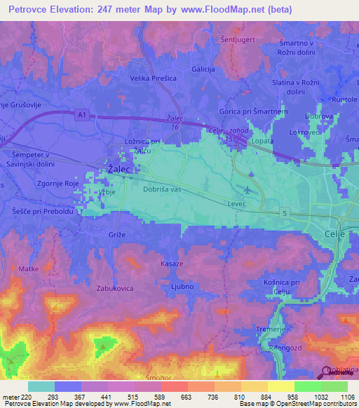 Petrovce,Slovenia Elevation Map