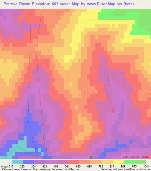 Petrova Ravan,Montenegro Elevation Map